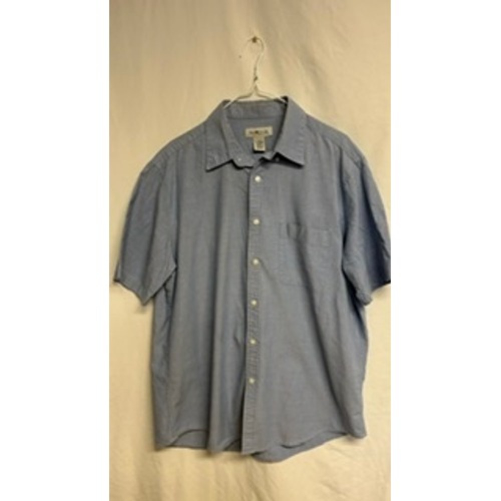Sun River Clothing Co Mens Blue Short Sleeve Button Down Cotton Casual Shirt L